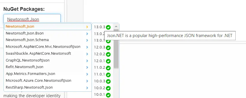 How to set NuGet Packages in DotNetFiddle